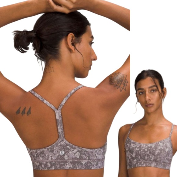 Lululemon Other - Lululemon Flow Y Bra Nulu Snakeskin Hideaway Camo Lunar Rock Women's Yoga Size 8